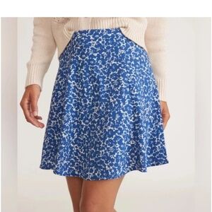 Marine Layer Bonnie Mini Skirt Blue & White Floral Print